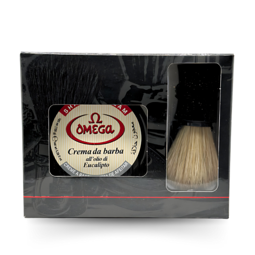 Omega Set da rasatura Sapone e Pennello da barba Nero